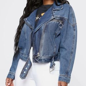 I&M new motorcycle, casual jacket 🧥 wash denim color blue new with tag's